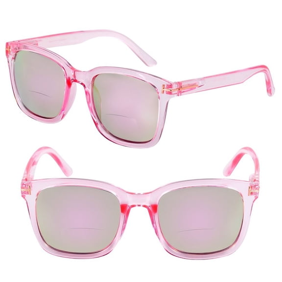 "The Jet Setter" 2 Pair of Women's Fashion Bifocal Reading Sunglasses - Glacier Pink/Glacier Pink - 1.75