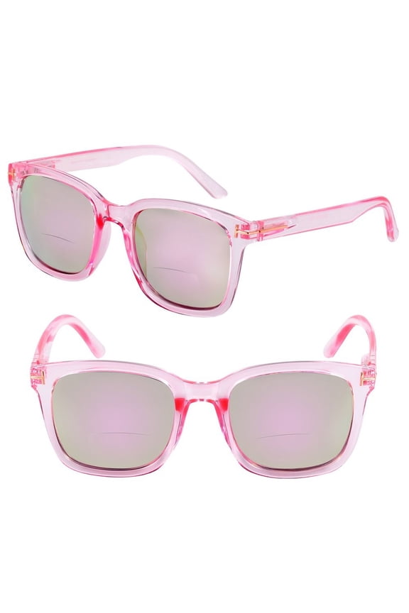 "The Jet Setter" 2 Pair of Women's Fashion Bifocal Reading Sunglasses - Glacier Pink/Glacier Pink - 2.00