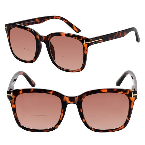 "The Jet Setter" 2 Pair of Women's Fashion Bifocal Reading Sunglasses - Tortoise/Tortoise - 2.00