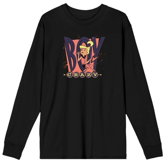 The Jetsons Cartoon Judy Boy Crazy Juniors Black Long Sleeve Graphic Tee- S