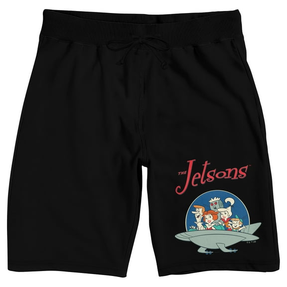 The Jetsons Family & Logo Men's Black Sleep Pajama Shorts-Medium