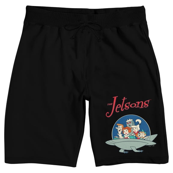 The Jetsons Family & Logo Men's Black Sleep Pajama Shorts-XL