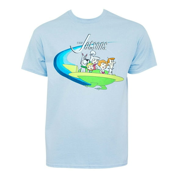 The Jetsons Men's Light Blue Flying Saucer T-Shirt-2XLarge