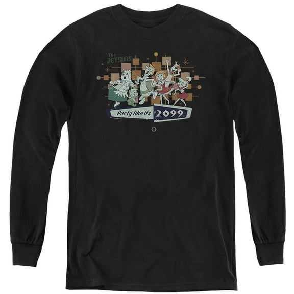 The Jetsons Party Like Its 2099 Kids Long Sleeve T Shirt (Small) for Youth Boys and Girls, Black