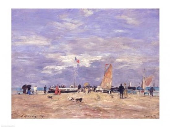 The Jetty at Deauville 186 Canvas Art - Eugene louis Boudin (36 x 24)