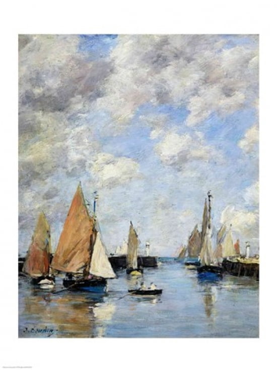 The Jetty at High Tide Trouville Canvas Art - Eugene louis Boudin (18 x 24)