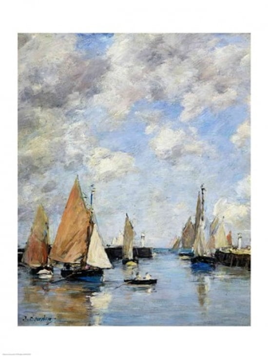 The Jetty at High Tide Trouville Canvas Art - Eugene louis Boudin (24 x 36)