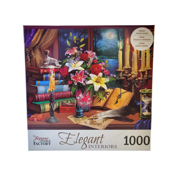 The Jigsaw Puzzle Factory Elegant Interiors: Candlelight Study - 1000-Piece Puzzle