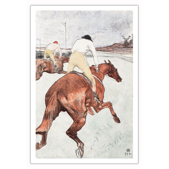 The Jockey (Le Jockey) - From an Original Color Lithograph by Henri de Toulouse-Lautrec c.1899 - Fine Art Matte Paper Print (Unframed) 30x44in