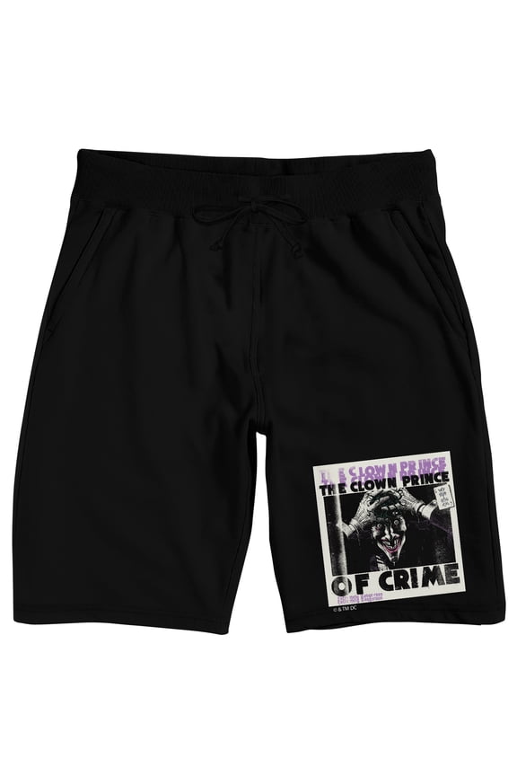 The Joker Clown Prince of Crime Men's Black Sleep Pajama Shorts-Large