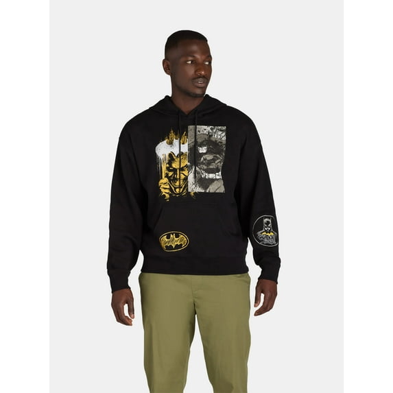The Joker and Batman DC Men's and Big Men’s Patch Graphic Hoodie Sweatshirt, Sizes S-3XL