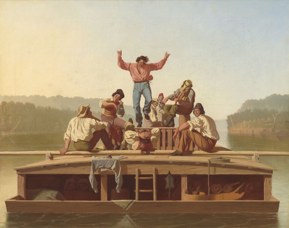 The Jolly Flatboatmen Canvas Art - (24 x 18)