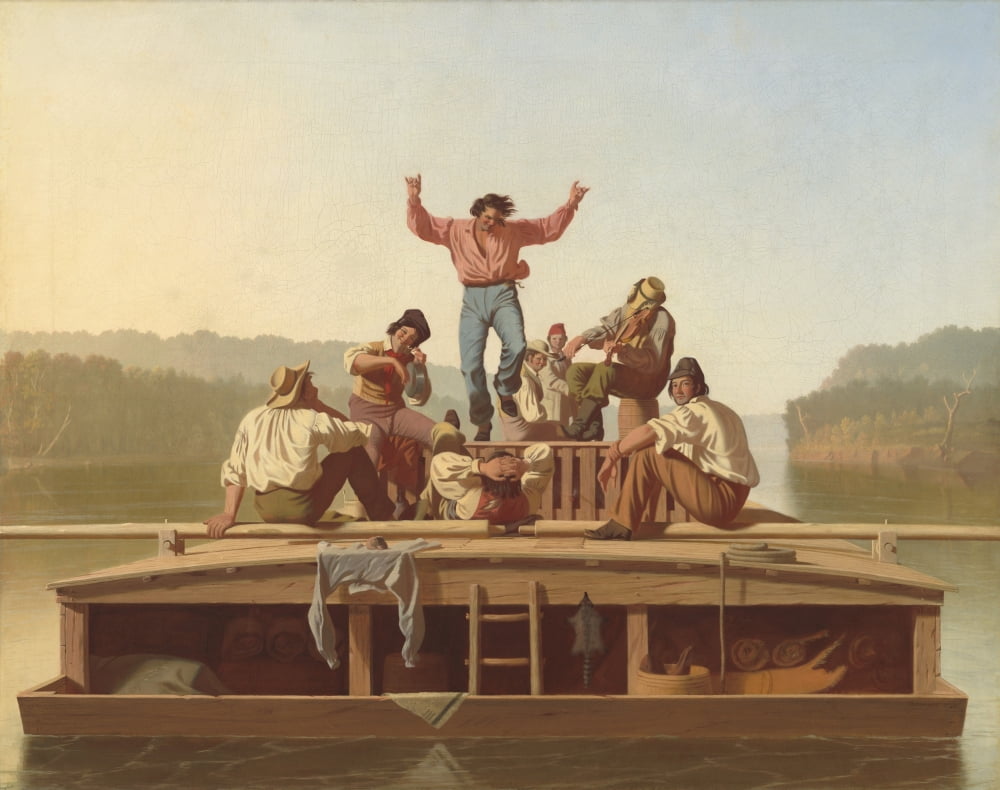 The Jolly Flatboatmen Canvas Art - (36 x 24)