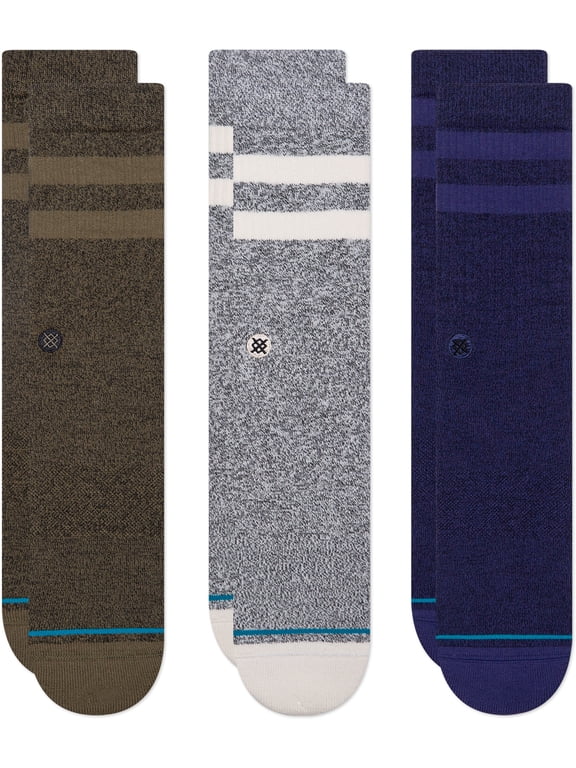 Unisex Socks 3-Pack - The Joven, Logo, Stripes, Crew Socks Grey/Blue/Green 38-42