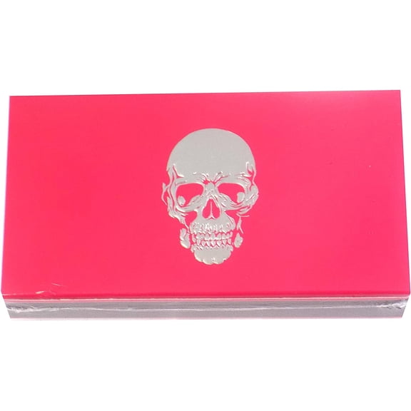 The Joy of Light Designer Matches Silver Foiled and Embossed Skull on Pink Embossed Matte 4" Collectible Matchbox