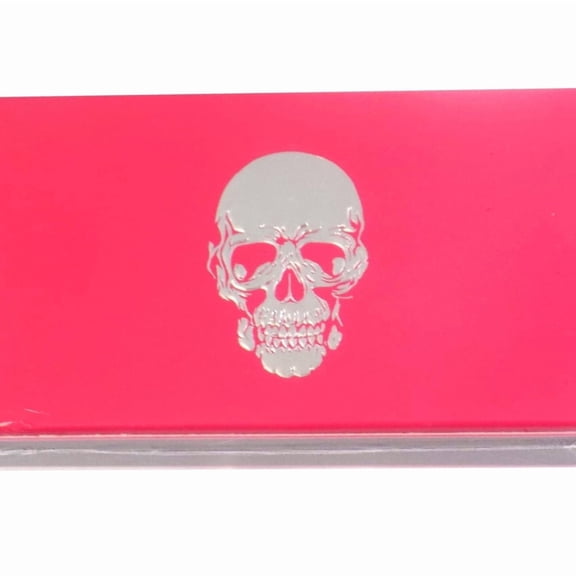 The Joy of Light Designer Matches Silver Foiled and Embossed Skull on Pink Embossed Matte 4" Collectible Matchbox
