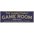 thumbnail image 1 of The Juarez Family Blue Game Room Metal 6x18 Sign 106180037486, 1 of 1
