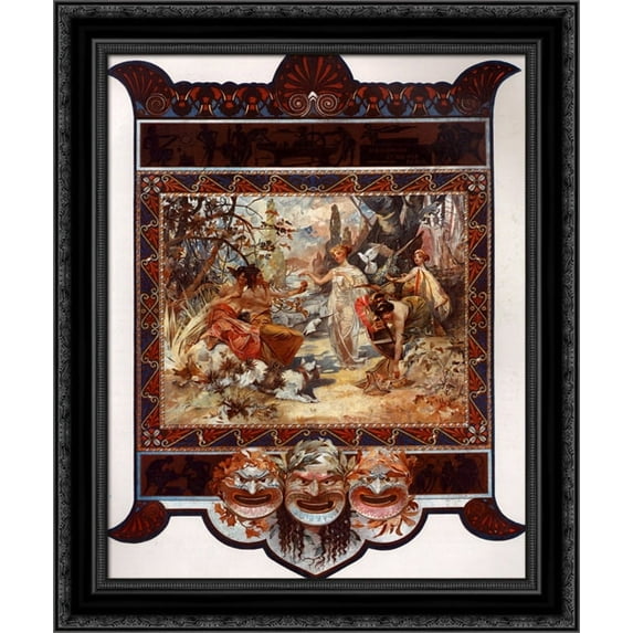 The Judgement of Paris 20x24 Black Ornate Wood Framed Canvas Art by Mucha, Alphonse