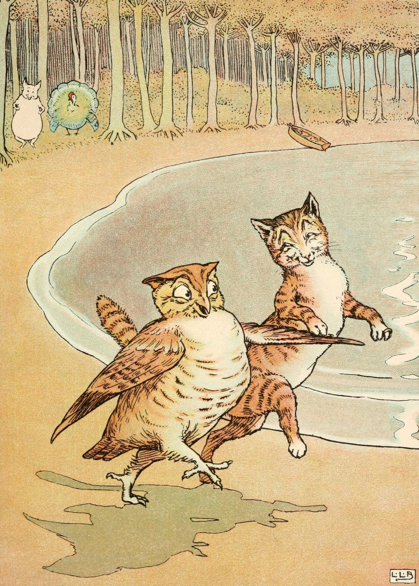 The Jumblies 1910 The Owl & the Pussycat Canvas Art - Leonard Leslie Brooke (18 x 24)