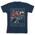 thumbnail image 1 of The Justice League American Heroes Youth Navy Blue Graphic Tee-Large, 1 of 4