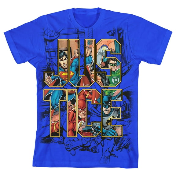 The Justice League Justice Trap Graphics Youth Royal Blue Graphic Tee-Small