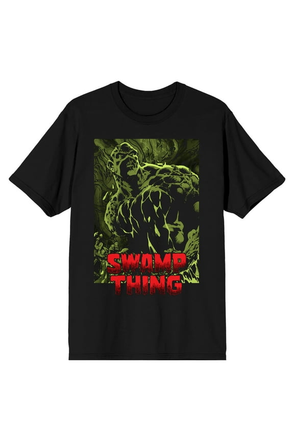The Justice League Monochromatic Swamp Thing Men's Black Graphic Tee-L
