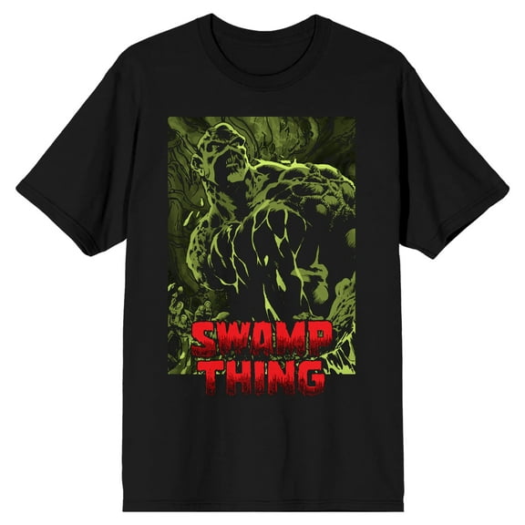 The Justice League Monochromatic Swamp Thing Men's Black Graphic Tee-M