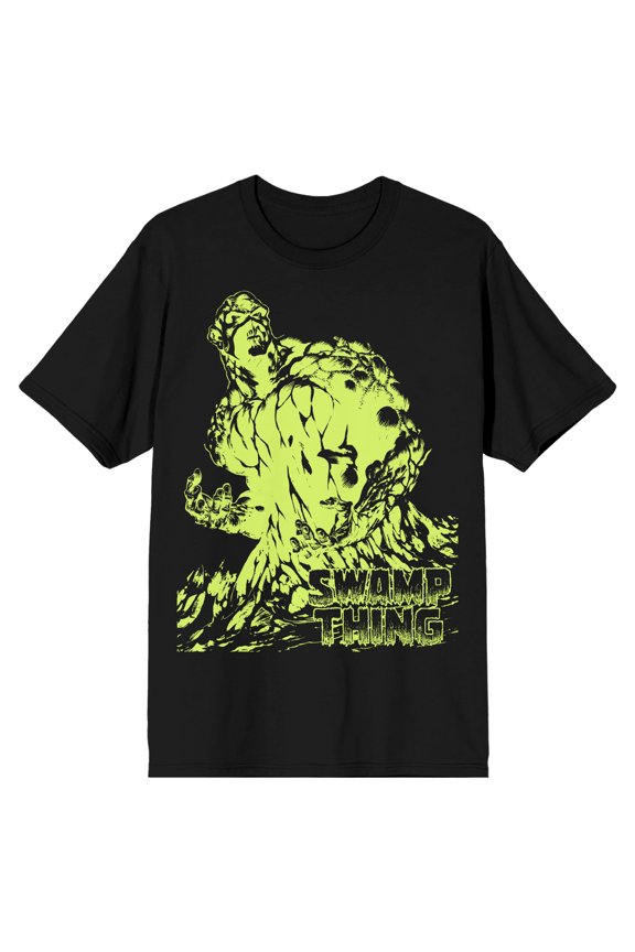 The Justice League Negative Color Swamp Thing Men's Black Graphic Tee-S