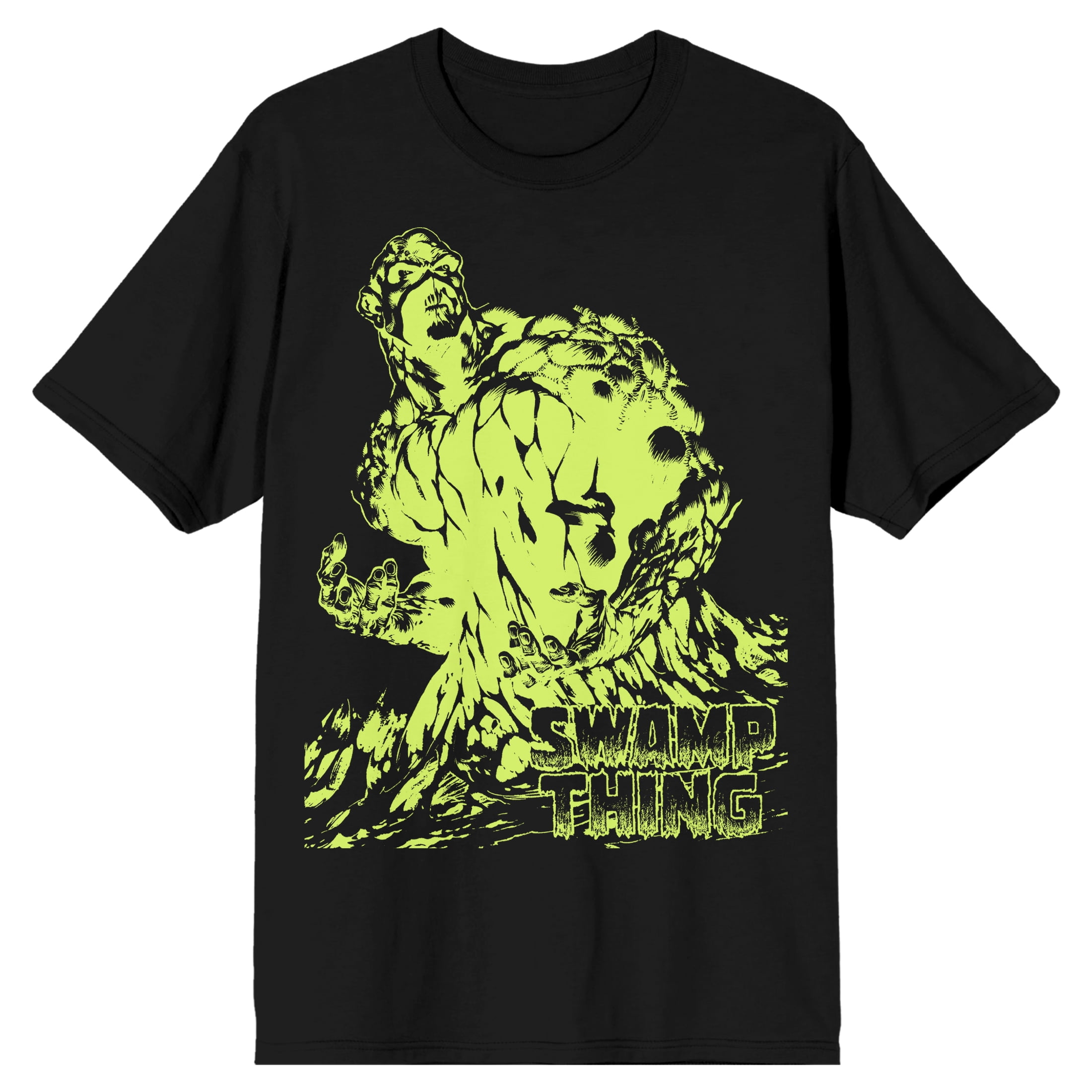 The Justice League Negative Color Swamp Thing Men's Black Graphic Tee