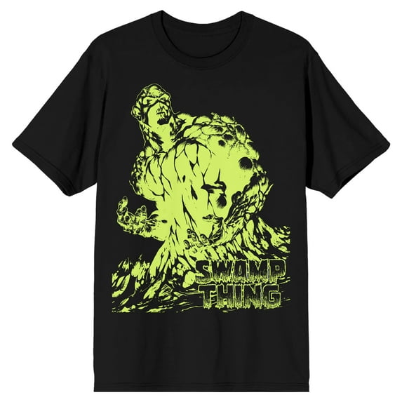 The Justice League Negative Color Swamp Thing Men's Black Graphic Tee-XXL