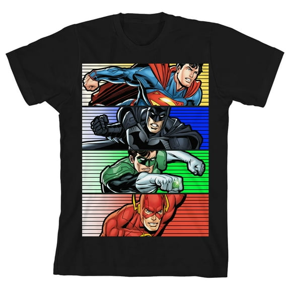 The Justice League Superhero Blocks Toddler Boy's Black Graphic Tee-2T