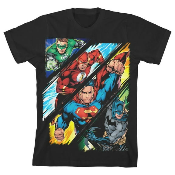 The Justice League Superheroes Toddler Boy's Black Graphic Tee-2T