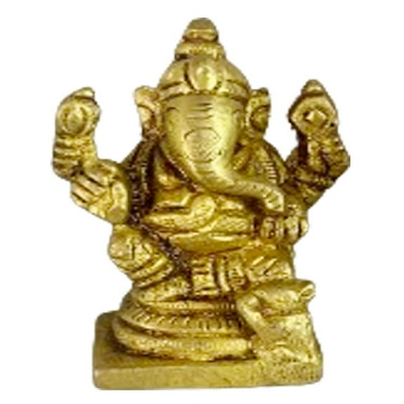 The KD Store God Ganesha 2.36 inch 0.33 lbs Brass Idol/Statue
