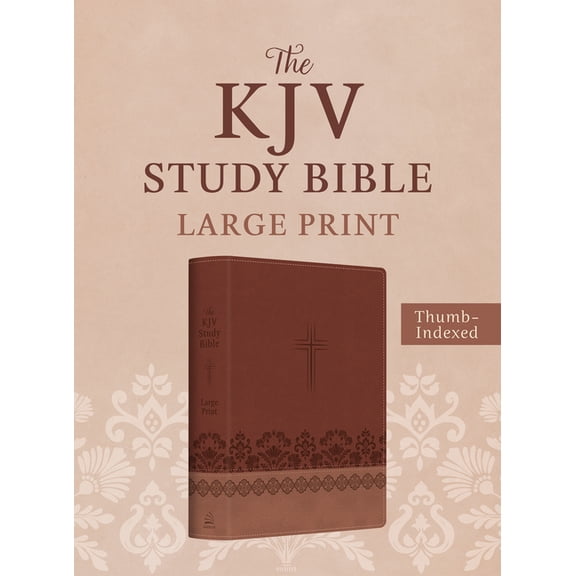 The KJV Study Bible, Large Print (Indexed) [Rose & Chestnut Cross], (Hardcover)