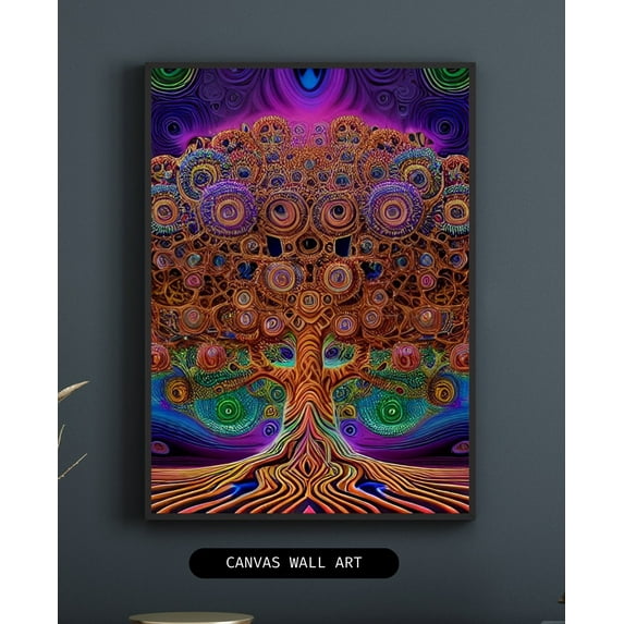 The Kaleidoscopic Kelp Forest - Psychedelic Tree Canvas Wall Art