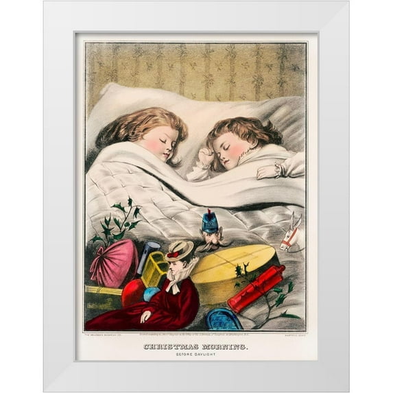 The Kellogg & Bulkeley Co 14x18 White Modern Wood Framed Museum Art Print Titled - Christmas Morning Before Daylight