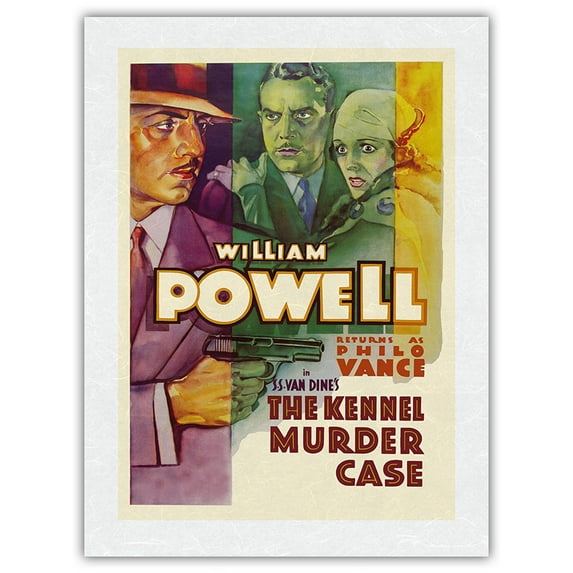 The Kennel Murder Case - Starring William Powell & Mary Astor - Directed by Michael Curtiz - Vintage Film Movie Poster c.1933 - Japanese Unryu Rice Paper Art Print (Unframed) 18 x 24 in
