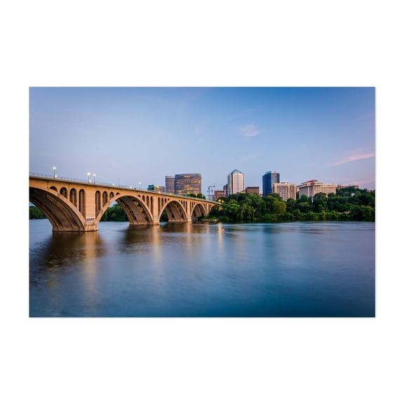 The Key Bridge, from Georgetown No. 2 - Arlington Virginia Photography Bridge City Architecture Skyline Scenic Unframed Wall Art Print 4 x 6 inches