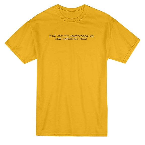 The Key To Happiness Is Low Expectations Graphic Men Gold T-Shirt, Male XX-Large