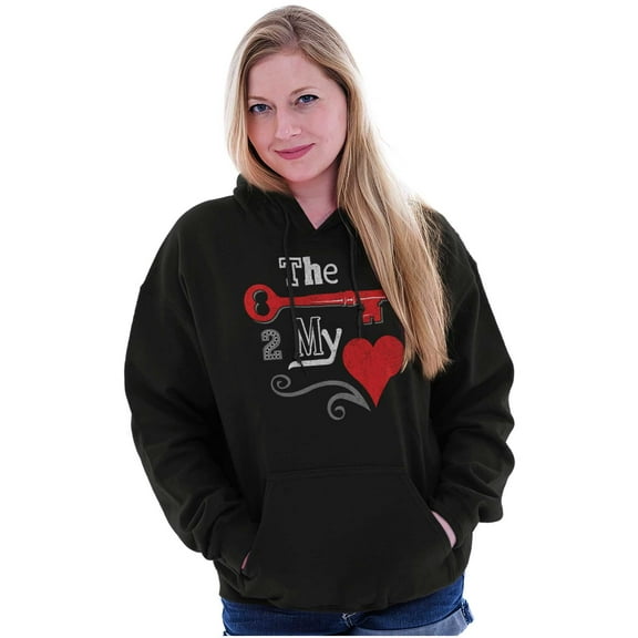 The Key To My Heart Valentines Day Women Plus Size Graphic Pullover Hoodie Brisco Brands 2X