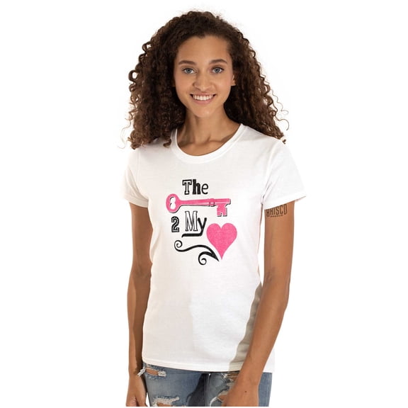 The Key To My Heart Valentines Day Womens Slim Fit Graphic Tee Brisco Brands L