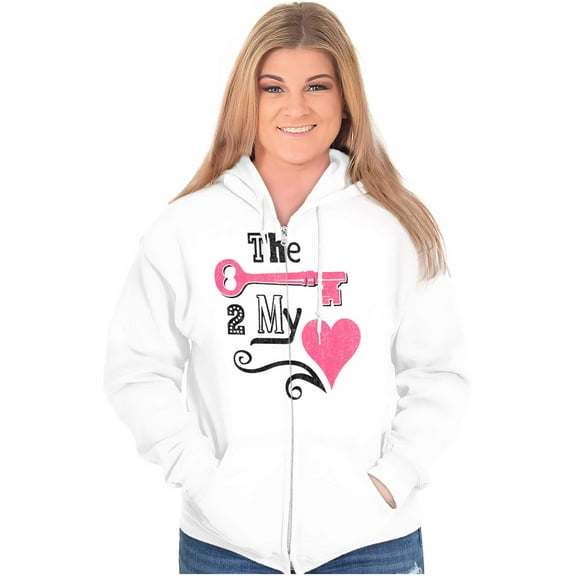 The Key To My Heart Valentines Day Zip Hoodie Sweatshirt Women Brisco Brands X