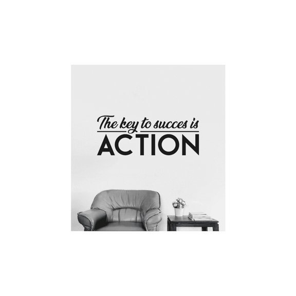 The Key To Success Is Action - Positive Life Quote Motivational Quote Inspiration Quote Vinyl Wall Art Wall Sticker Wall Decal Decoration For Home Room Class Room Office Living Room Size (35x40 inch)