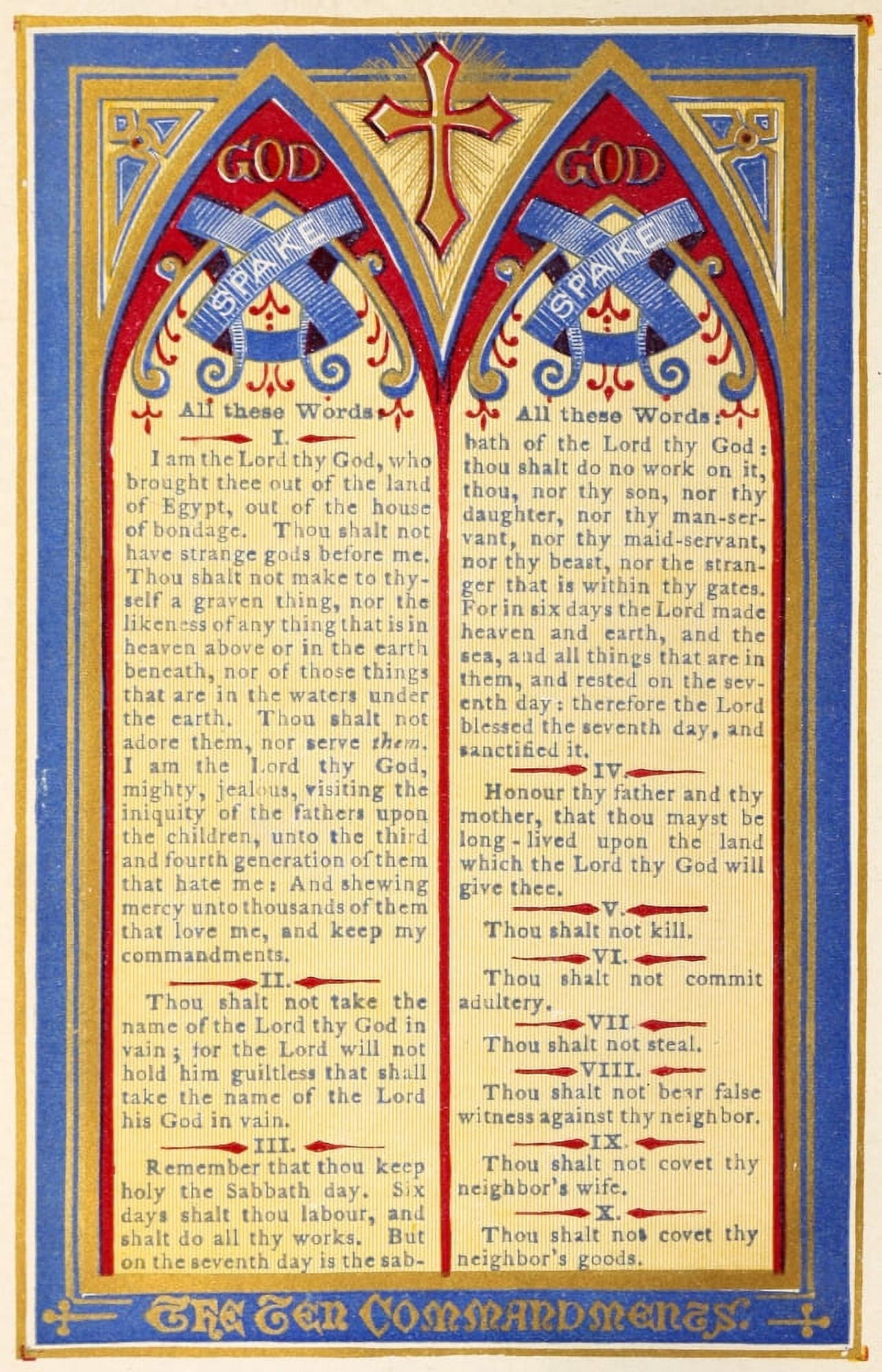 The Key of Heaven 1874 The Ten Commandments Canvas Art - Thomas Kelly (18 x 24)