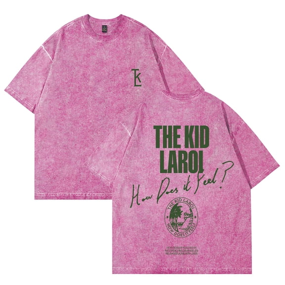 The Kid LAROI How Does It Feel Washed Cotton Tee Women Men Short Sleeve Casual Streetwear T-shirt