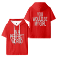 thumbnail image 1 of The Kid LAROI Perfect World Hooded T-shirt Unisex Short Sleeve Tee Casual Trendy Tops, 1 of 2