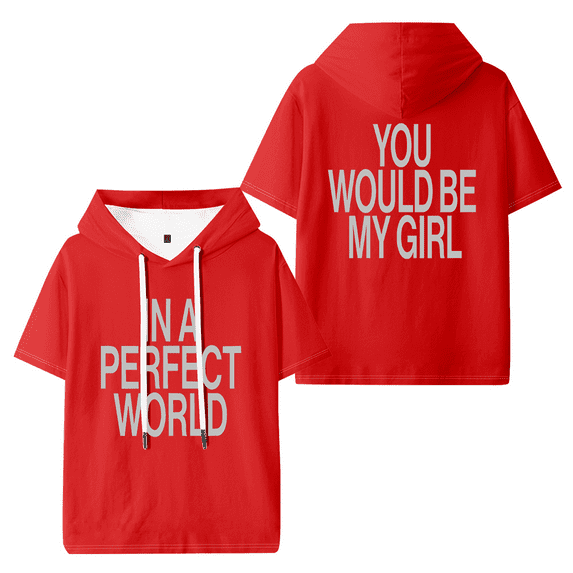 The Kid LAROI Perfect World Hooded T-shirt Unisex Short Sleeve Tee Casual Trendy Tops