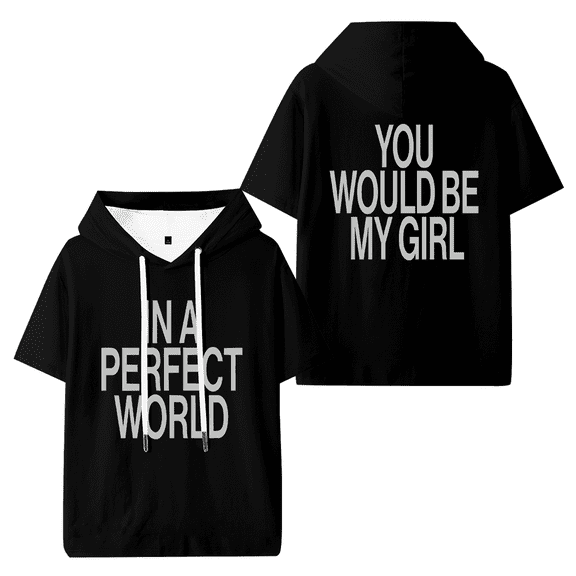 The Kid LAROI Perfect World Hooded T-shirt Unisex Short Sleeve Tee Casual Trendy Tops