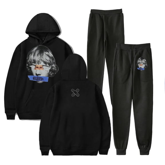 The Kid Laroi Merch BLEED Hoodie and Sweatpants set pop print Unisex Casual Street Clothing