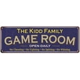 thumbnail image 1 of The Kidd Family Blue Game Room Metal 8x24 Sign 108240037150, 1 of 1